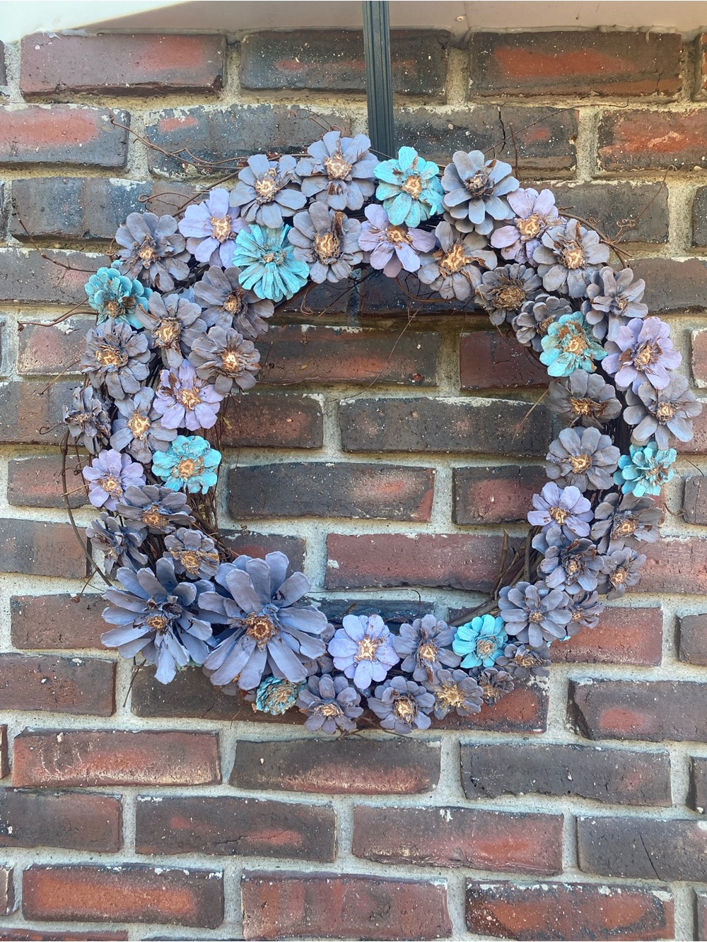 Lavender & Teal Pinecone Floral Wreath - Decorative Home 20”Wreath